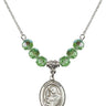 Saint Clare of Assisi Birthstone Necklace | 3/4 inch | 6mm Beads  Peridot Sterling Silver