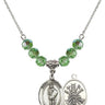 Saint Florian Birthstone Necklace | 3/4 inch | 6mm Beads  Peridot Sterling Silver