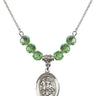 Saint George Birthstone Necklace | 3/4 inch | 6mm Beads  Peridot Sterling Silver