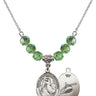 Saint Joseph of Cupertino Birthstone Necklace | 3/4 inch | 6mm Beads  Peridot Sterling Silver