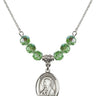 Saint Brigid of Ireland Birthstone Necklace | 3/4 inch | 6mm Beads  Peridot Sterling Silver