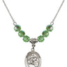 Saint Christopher Birthstone Necklace | 3/4 inch | 6mm Beads  Peridot Sterling Silver