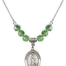 Our Lady of Guadalupe Birthstone Necklace | 3/4 inch | 6mm Beads  Peridot Sterling Silver