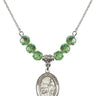Our Lady of Lourdes Birthstone Necklace | 3/4 inch | 6mm Beads  Peridot Sterling Silver