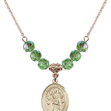 Saint Felicity Birthstone Necklace | 3/4 inch | 6mm Beads  Peridot 14kt Gold Filled