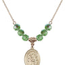 Saint Felicity Birthstone Necklace | 3/4 inch | 6mm Beads  Peridot 14kt Gold Filled