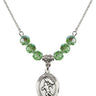 Saint Sebastian Birthstone Necklace | 3/4 inch | 6mm Beads  Peridot Sterling Silver