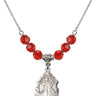 Divine Mercy Birthstone Necklace | 3/4 inch | 6mm Beads  Ruby Sterling Silver