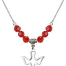 Holy Spirit Birthstone Necklace | 5/8 inch | 6mm Beads  Ruby Sterling Silver