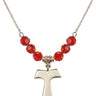 Cross Birthstone Necklace | 3/4 inch | 6mm Beads  Ruby 14kt Gold Filled