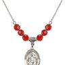 Saint Gabriel the Archangel Birthstone Necklace | 3/4 inch | 6mm Beads  Ruby Sterling Silver