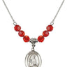 Saint Emily de Vialar Birthstone Necklace | 3/4 inch | 6mm Beads  Ruby Sterling Silver