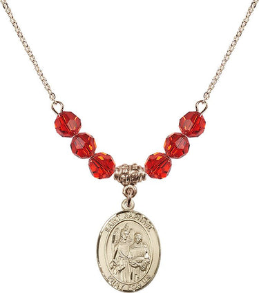 Saint Raphael the Archangel Birthstone Necklace | 3/4 inch | 6mm Beads