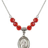 Saint Victoria Birthstone Necklace | 3/4 inch | 6mm Beads  Ruby Sterling Silver