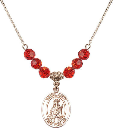Saint Lucy Birthstone Necklace | 3/4 inch | 6mm Beads