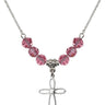 Cross Birthstone Necklace | 3/4 inch | 6mm Beads  Rose Sterling Silver
