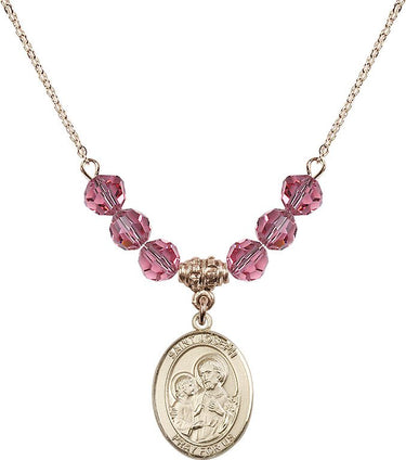Saint Joseph Birthstone Necklace | 3/4 inch | 6mm Beads | N30-8058