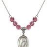 Saint Lucia of Syracuse Birthstone Necklace | 3/4 inch | 6mm Beads  Rose Sterling Silver