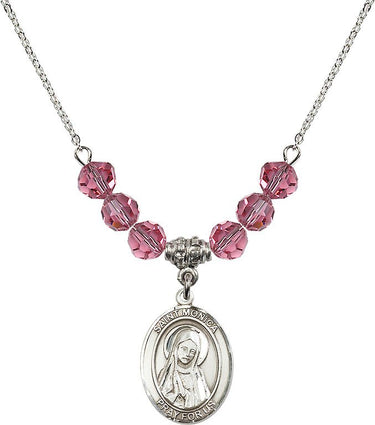 Saint Monica Birthstone Necklace | 3/4 inch | 6mm Beads