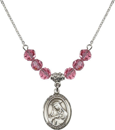 Saint Rose of Lima Birthstone Necklace | 3/4 inch | 6mm Beads