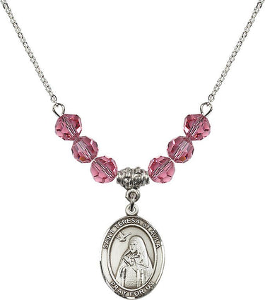 Saint Teresa of Avila Birthstone Necklace | 3/4 inch | 6mm Beads