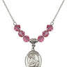 Saint William of Rochester Birthstone Necklace | 3/4 inch | 6mm Beads  Rose Sterling Silver