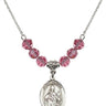 Saint Walter of Pontnoise Birthstone Necklace | 3/4 inch | 6mm Beads  Rose Sterling Silver