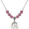 Saint Kieran Birthstone Necklace | 3/4 inch | 6mm Beads  Rose Sterling Silver