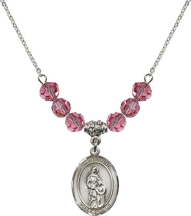 Collar de la Virgen Santa Ana con Piedra de Nacimiento | 1.9 cm | Cuentas de 6 mm