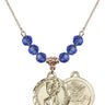 Saint Christopher Birthstone Necklace | 7/8 inch | 6mm Beads  Sapphire 14kt Gold Filled