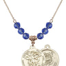 Saint Michael the Archangel Birthstone Necklace | 7/8 inch | 6mm Beads  Sapphire 14kt Gold Filled