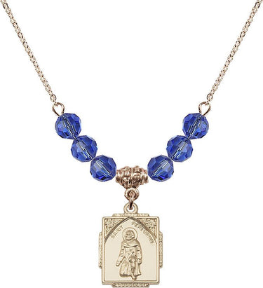 Saint Peregrine Peregrine Birthstone Necklace | 3/4 inch | 6mm Beads
