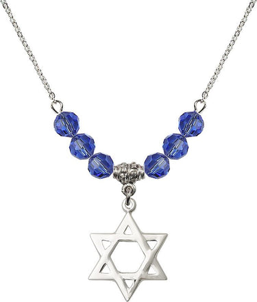 Women's Star of David Birthstone Necklace | 7/8 inch