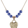 Saint Michael the Archangel Birthstone Necklace | 3/4 inch | 6mm Beads  Sapphire 14kt Gold Filled