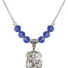Saint Michael the Archangel Birthstone Necklace | 3/4 inch | 6mm Beads  Sapphire Sterling Silver