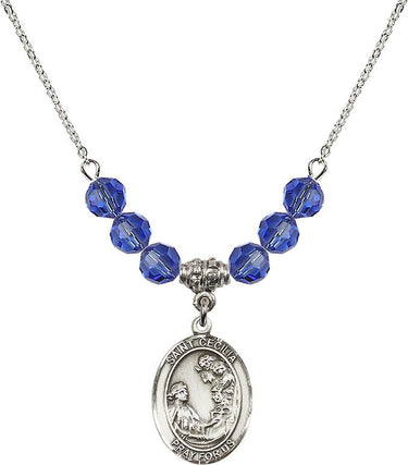 Saint Cecilia Birthstone Necklace | 3/4 inch | 6mm Beads | N30-8016