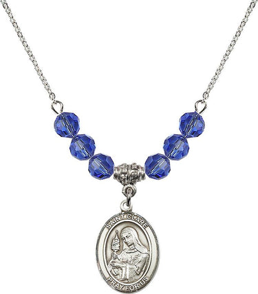 St. Clare of Assisi Birthstone Necklace | 3/4 inch | 6mm Beads