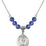 Saint Helen Birthstone Necklace | 3/4 inch | 6mm Beads  Sapphire Sterling Silver