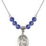 Saint Raphael the Archangel Birthstone Necklace | 3/4 inch | 6mm Beads  Sapphire Sterling Silver
