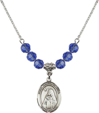 Saint Teresa of Avila Birthstone Necklace | 3/4 inch | 6mm Beads