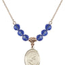 Saint Christopher Birthstone Necklace | 3/4 inch | 6mm Beads  Sapphire 14kt Gold Filled