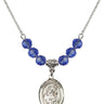 Saint Gertrude of Nivelles Birthstone Necklace | 3/4 inch | 6mm Beads  Sapphire Sterling Silver