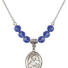 Saint Pius X Birthstone Necklace | 3/4 inch | 6mm Beads  Sapphire Sterling Silver