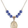 Our Lady of Victory Birthstone Necklace | 3/4 inch | 6mm Beads  Sapphire 14kt Gold Filled