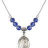 Saint Zoe of Rome Birthstone Necklace | 3/4 inch | 6mm Beads  Sapphire Sterling Silver