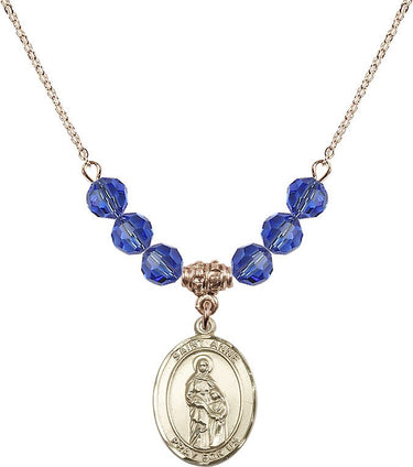 Collar de la Virgen Santa Ana con Piedra de Nacimiento | 1.9 cm | Cuentas de 6 mm