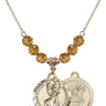 Saint Christopher Birthstone Necklace | 7/8 inch | 6mm Beads  Topaz 14kt Gold Filled