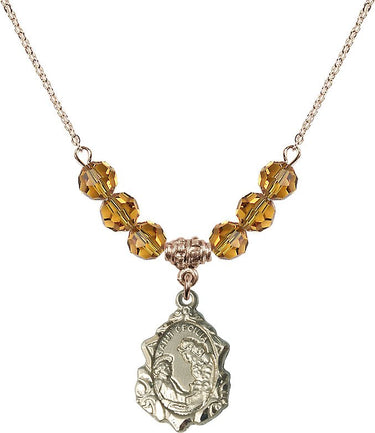 Saint Cecilia Birthstone Necklace | 3/4 inch | 6mm Beads | N30-0822CE