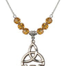 Irish Knot / Claddagh Birthstone Necklace | 1 1/4 inch | 6mm Beads  Topaz Sterling Silver