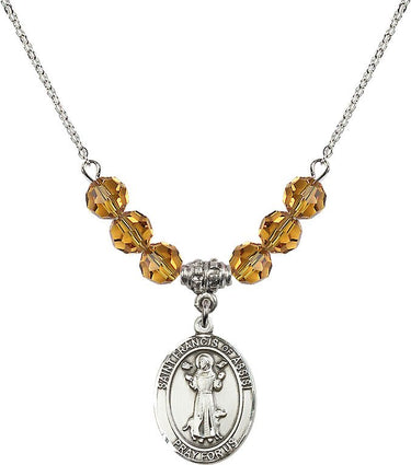 Collar con piedra natal de San Francisco de Asís | 1,9 cm | Cuentas de 6 mm